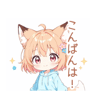 ゆるっと狐耳パーカーの女の子スタンプ（個別スタンプ：11）