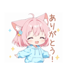 ゆるっと猫耳パーカーの女の子スタンプ（個別スタンプ：3）