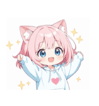ゆるっと猫耳パーカーの女の子スタンプ（個別スタンプ：8）