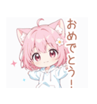 ゆるっと猫耳パーカーの女の子スタンプ（個別スタンプ：18）