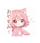 ゆるっと猫耳パーカーの女の子スタンプ（個別スタンプ：21）
