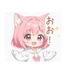 ゆるっと猫耳パーカーの女の子スタンプ（個別スタンプ：25）