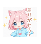 ゆるっと猫耳パーカーの女の子スタンプ（個別スタンプ：30）