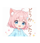 ゆるっと猫耳パーカーの女の子スタンプ（個別スタンプ：35）