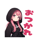 普段使いできる黒メルヘン系女の子たち18（個別スタンプ：3）