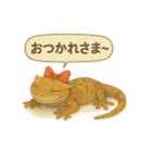赤リボンのクレステッドゲッコー（個別スタンプ：31）