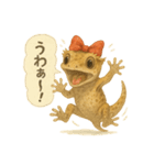 赤リボンのクレステッドゲッコー（個別スタンプ：34）