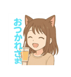 猫耳ガールのゆるかわスタンプ（個別スタンプ：7）