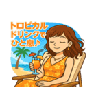 南国リゾート満喫中の大人女子（個別スタンプ：1）