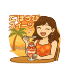 南国リゾート満喫中の大人女子（個別スタンプ：3）
