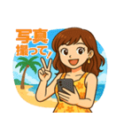 南国リゾート満喫中の大人女子（個別スタンプ：10）
