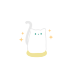 まんじゅうみたいな白い猫-ご満悦-（個別スタンプ：1）