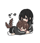 黒パーカーくんと黒パーカーちゃん⑩（個別スタンプ：5）