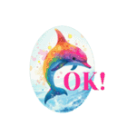 グラデーションなイルカとウミガメたち！2（個別スタンプ：1）