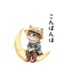 敬語でご挨拶♡ビンテージ水彩画のねこ（個別スタンプ：4）