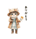 敬語でご挨拶♡ビンテージ水彩画のねこ（個別スタンプ：6）