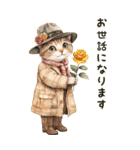 敬語でご挨拶♡ビンテージ水彩画のねこ（個別スタンプ：8）