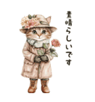 敬語でご挨拶♡ビンテージ水彩画のねこ（個別スタンプ：14）