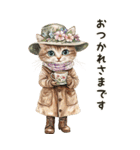 敬語でご挨拶♡ビンテージ水彩画のねこ（個別スタンプ：19）