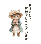 敬語でご挨拶♡ビンテージ水彩画のねこ（個別スタンプ：27）