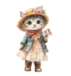 敬語でご挨拶♡ビンテージ水彩画のねこ（個別スタンプ：33）