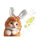 ❤️うさ耳パーカー/5月病な子猫（個別スタンプ：34）