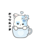 天使ぬいぐるみスタンプ(しろねこ)（個別スタンプ：18）