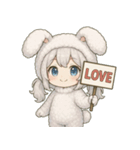 メルフィ：もこもこバニースタンプ Vol.1（個別スタンプ：5）