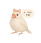 ふんわりリボン文鳥スタンプ（個別スタンプ：6）