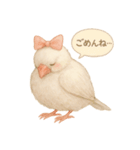 ふんわりリボン文鳥スタンプ（個別スタンプ：7）