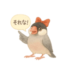 ふんわりリボン文鳥スタンプ（個別スタンプ：11）
