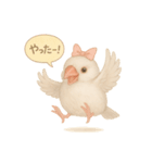 ふんわりリボン文鳥スタンプ（個別スタンプ：14）