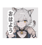 灰色猫耳パーカーの男の子スタンプ（個別スタンプ：2）
