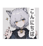 灰色猫耳パーカーの男の子スタンプ（個別スタンプ：3）