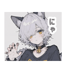 灰色猫耳パーカーの男の子スタンプ（個別スタンプ：9）