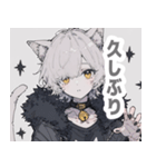 灰色猫耳パーカーの男の子スタンプ（個別スタンプ：12）