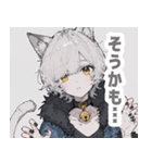 灰色猫耳パーカーの男の子スタンプ（個別スタンプ：17）
