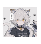 灰色猫耳パーカーの男の子スタンプ（個別スタンプ：22）