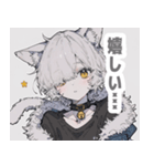灰色猫耳パーカーの男の子スタンプ（個別スタンプ：28）