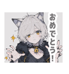 灰色猫耳パーカーの男の子スタンプ（個別スタンプ：29）