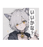 灰色猫耳パーカーの男の子スタンプ（個別スタンプ：34）