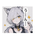 灰色猫耳パーカーの男の子スタンプ（個別スタンプ：36）