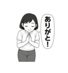 毎日使える！元気な女の子の白黒スタンプ（個別スタンプ：5）