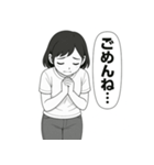 毎日使える！元気な女の子の白黒スタンプ（個別スタンプ：6）