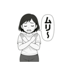 毎日使える！元気な女の子の白黒スタンプ（個別スタンプ：10）