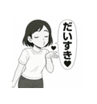 毎日使える！元気な女の子の白黒スタンプ（個別スタンプ：22）