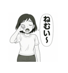 毎日使える！元気な女の子の白黒スタンプ（個別スタンプ：24）