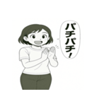 毎日使える！元気な女の子の白黒スタンプ（個別スタンプ：30）