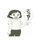 毎日使える！元気な女の子の白黒スタンプ（個別スタンプ：32）