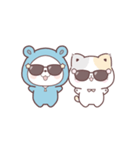 素材｜コラボ＊動く♪くまぽこ＆ぷにゃんこ（個別スタンプ：1）